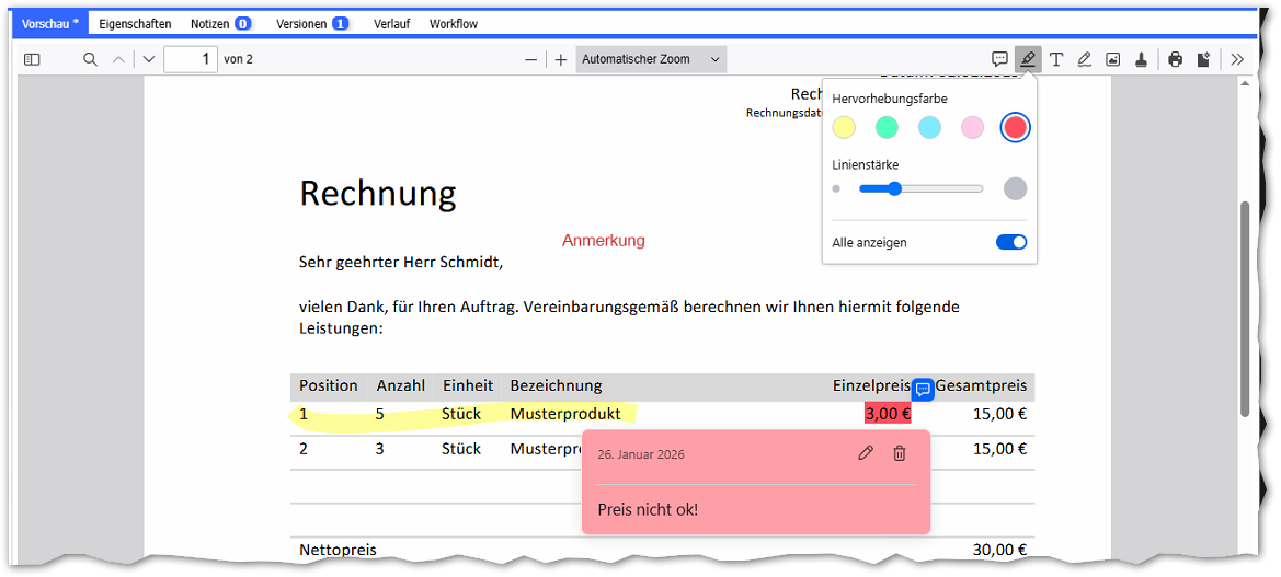 PDFs markieren und kommentieren in docuvita